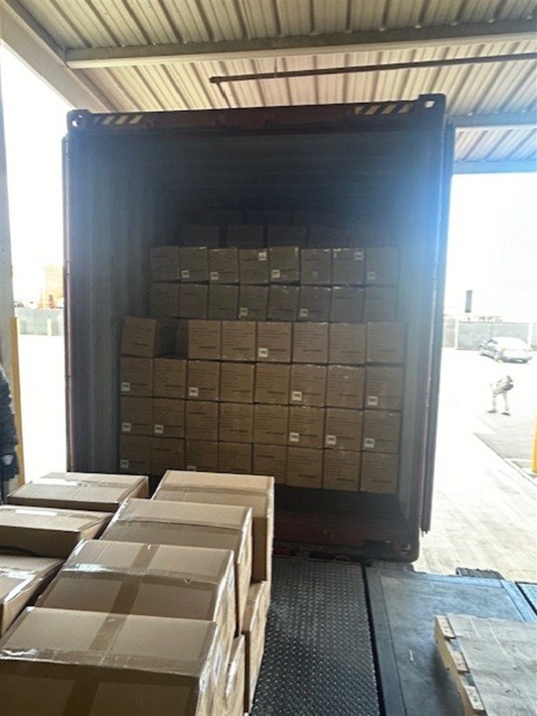 A container being unloaded at a VONEX-arranged dock